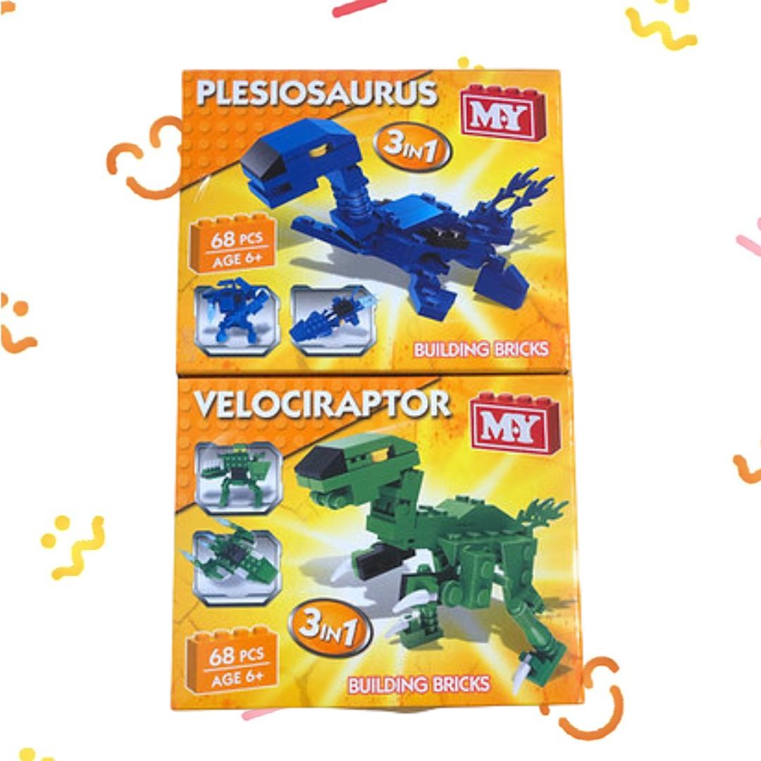 Dinosaur Plesiosaurus/Velociraptor Building Bricks (One Box Randomly Selected)
