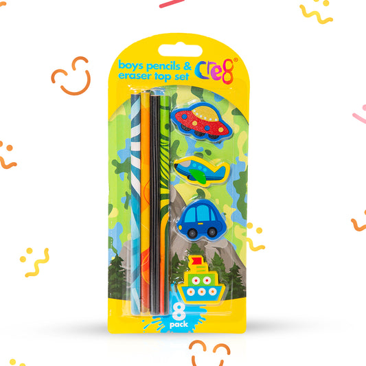 Boys Pencils and Eraser Top Set